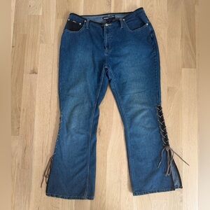 Vintage Jeans - Stephen Hardy Squeeze Lace Up Side Flare Jeans Size 14 Y2K